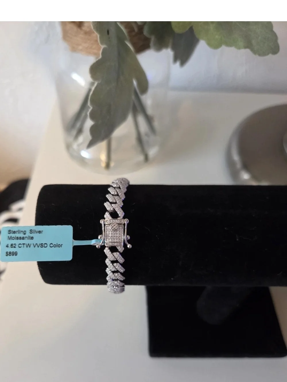 Sterling Silver Moissanite Tennis 7 1/2 Inch 8.5mm Width Bracelet in Silver